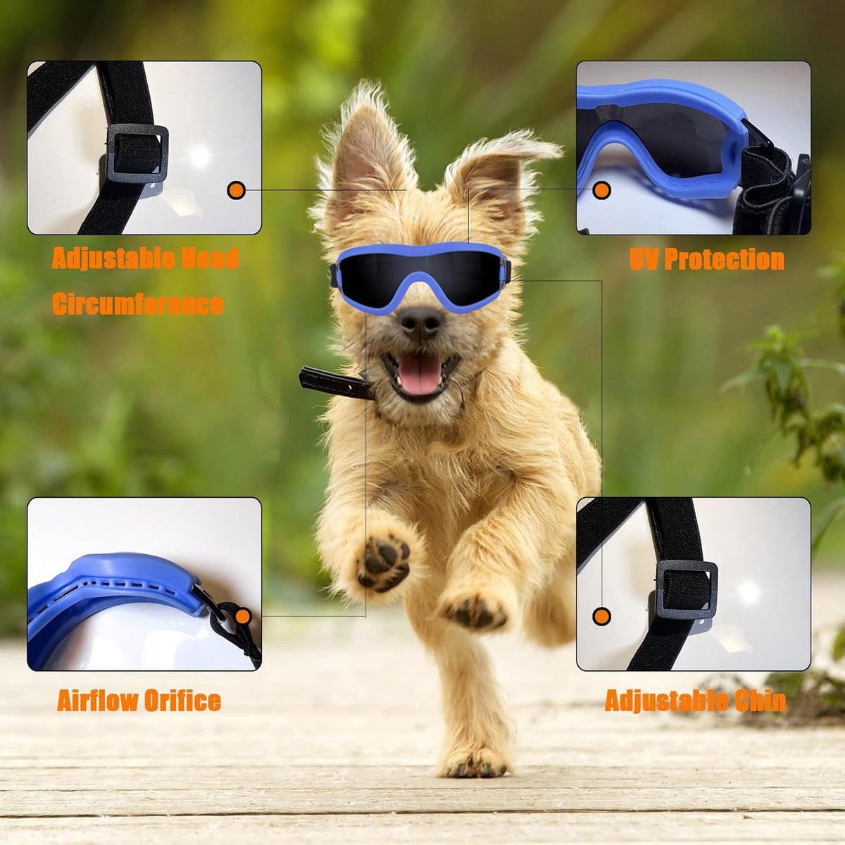 Dog Goggles Small Breed Dog Sunglasses with Adjustable for UV Protection Eyewear Doggy Doggie Puppy