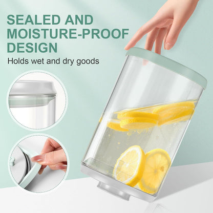 Dog Treat Container Airtight Jar 2.2Qt/2L, Glass Food Jars with One-Touch Lid for Dog or Cat