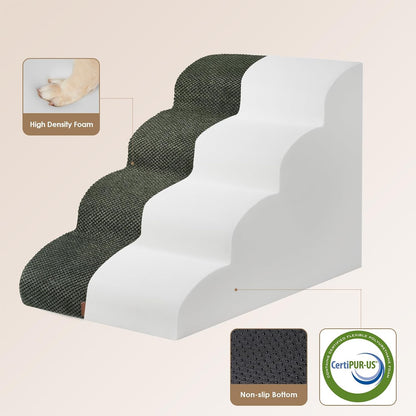 EHEYCIGA Curved Dog Stairs Ramp for High Beds 19.7" H, 4-Step Dog Steps for Small Dogs and Cats