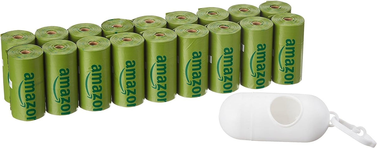 Amazon Basics Dog Poop Bags with Dispenser, 270 Count, Enhanced for Guaranteed Leakproof, Cucumber