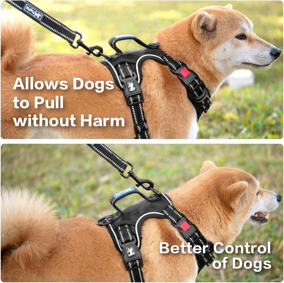 PoyPet No Pull Dog Harness, No Choke Front Clip Reflective Dog Vest with Soft Padded Vertical
