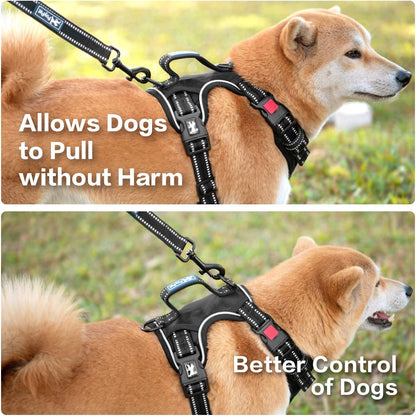 PoyPet No Pull Dog Harness, No Choke Front Clip Reflective Dog Vest with Soft Padded Vertical