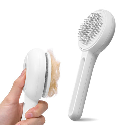 Self Cleaning Slicker Cat Brush - Skin Friendly Shedding Grooming Tool for Dogs & Cats, Pet