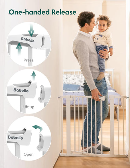 Babelio Metal Baby Gate, 29-43" Auto Close Easy Install Pet Gate, Extra Wide Walk Thru Child Safety