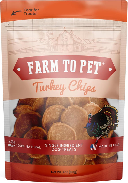 Farm To Pet Dog Training Treats, Healthy Turkey Chips for Dogs - 4 oz, 100% Human Grade Turkey