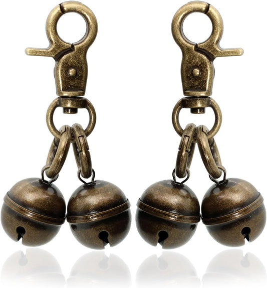 Copper Bells for Dog Collars with Snap Clips - Made of Pure Copper for Dogs/Cat - Clear Sound & No
