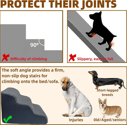 3-Step Dog Stairs for High Beds & Couches Multi-Step Non-Slip Pet Steps with Balanced Ramp Indoor 2