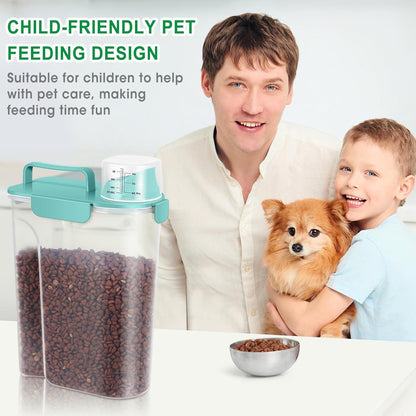 Pet Dog Cat Food Storage Container 5 to 7 lbs with Can Cover and Mixing Spoon, Airtight Travel Pet