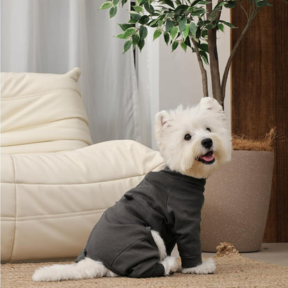 Medium Dog Pajamas with Back Zipper & Adjustable Drawstrings, Soft Dog Onesie Pjs, Easy On/Off