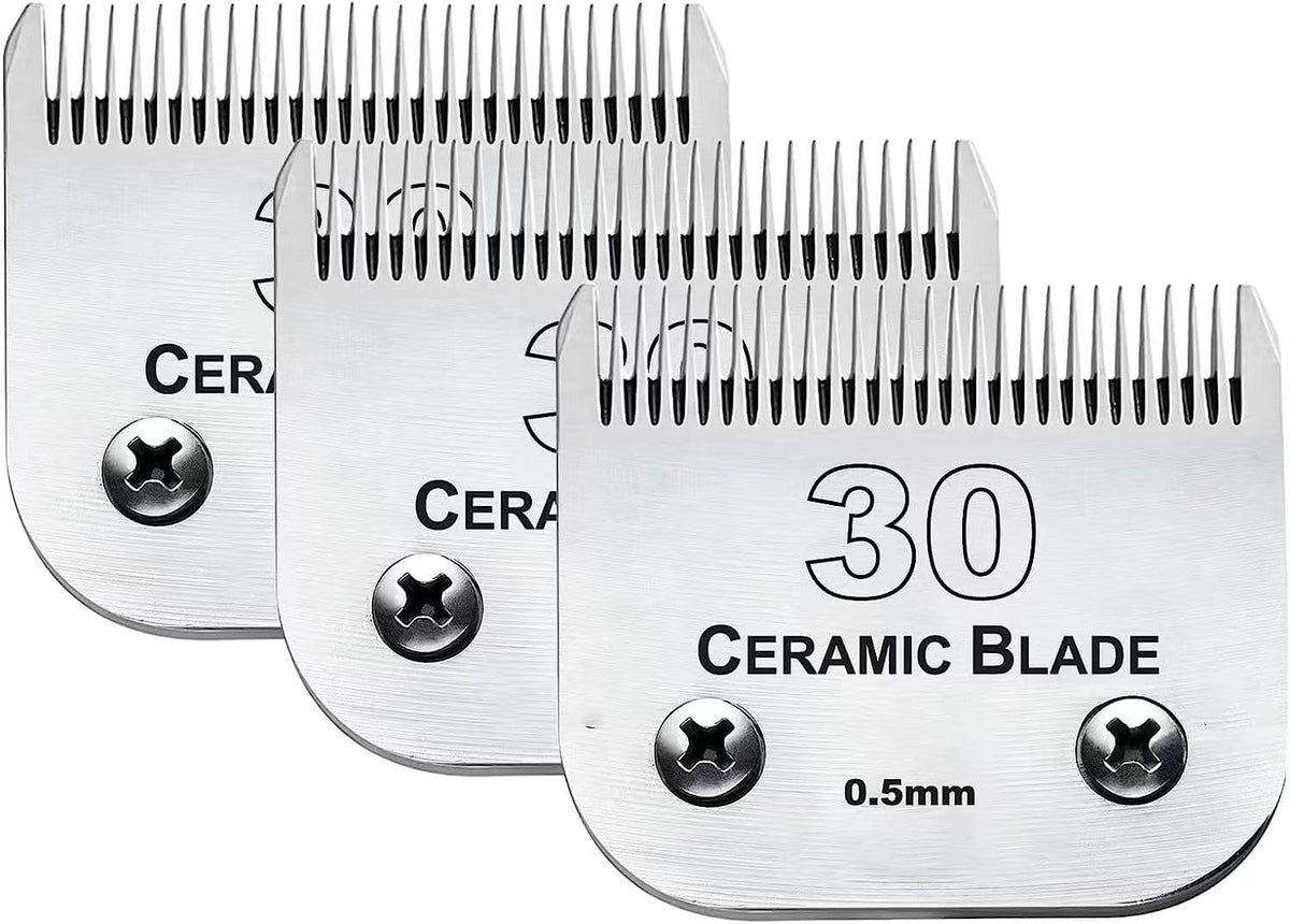 3PCS 30 Blades Dog Grooming Clipper Blades Compatible with Andis Pet Clipper/Oster A5/Wahl KM