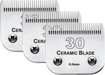 3PCS 30 Blades Dog Grooming Clipper Blades Compatible with Andis Pet Clipper/Oster A5/Wahl KM