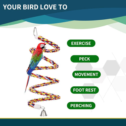 2Pcs 63'' Bird Rope Perches Birdcage Swing Toys 100% Cotton Natural Bird Perch Peck/Chewing with