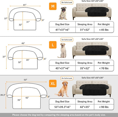GGIB Calming Dog Bed Fluffy Plush Dog Mat for Furniture Protector with Removable Washable Cover for
