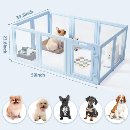 DIY Clear Acrylic Dog Playpen House,Quick Easy Assembly and Disassembly,Strong Floor Suction,Indoor