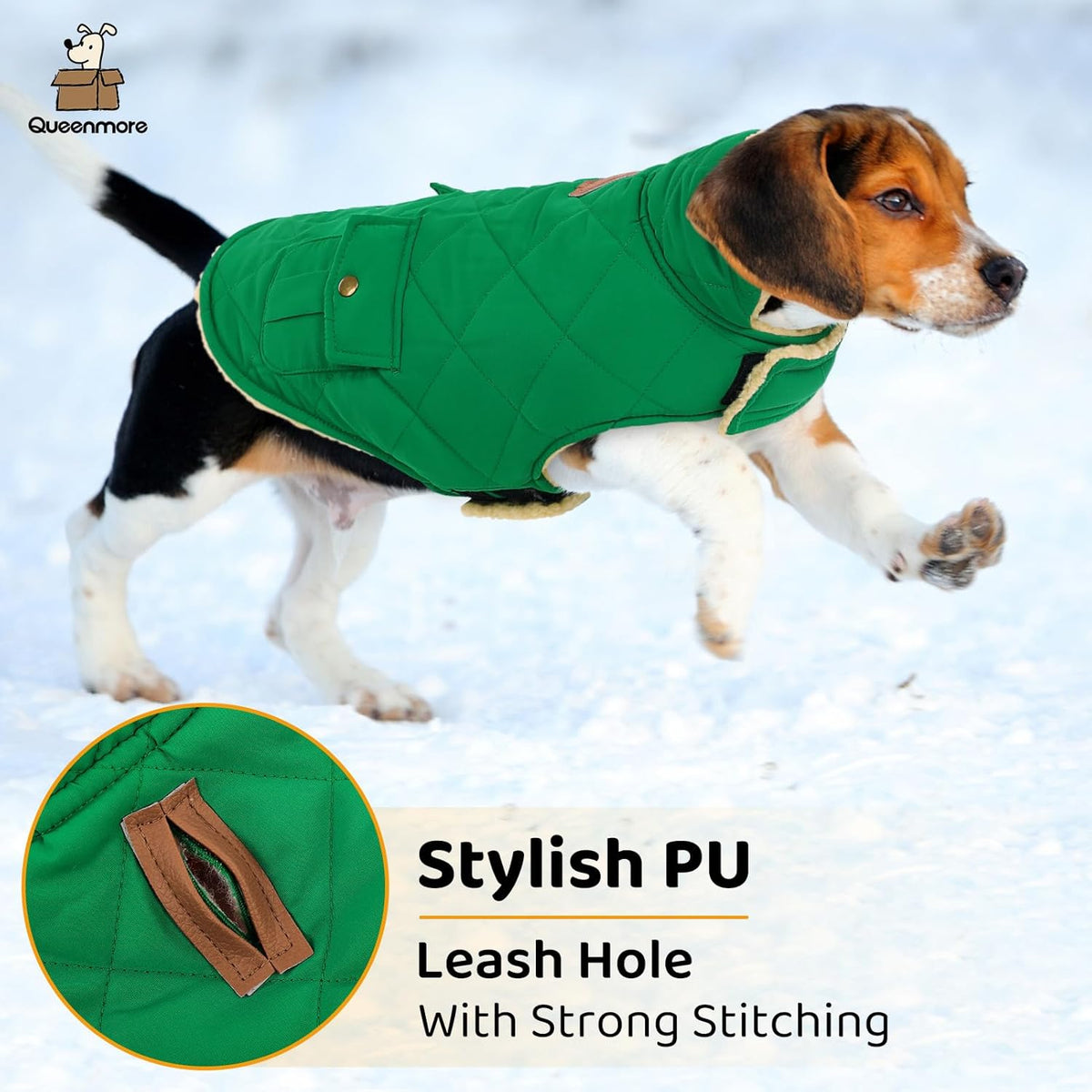 Queenmore Warm Dog Coat, Cold Weather Puffer Dog Coat Vest, Quilting Winter Pet Jacket Ultra Thick