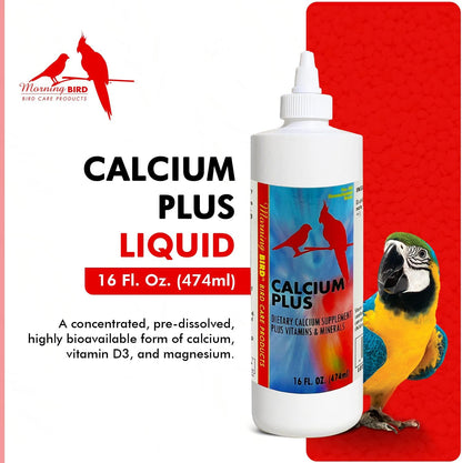 Morning Bird Calcium Plus Liquid Supplement for Birds - Liquid Calcium Formula with Magnesium and