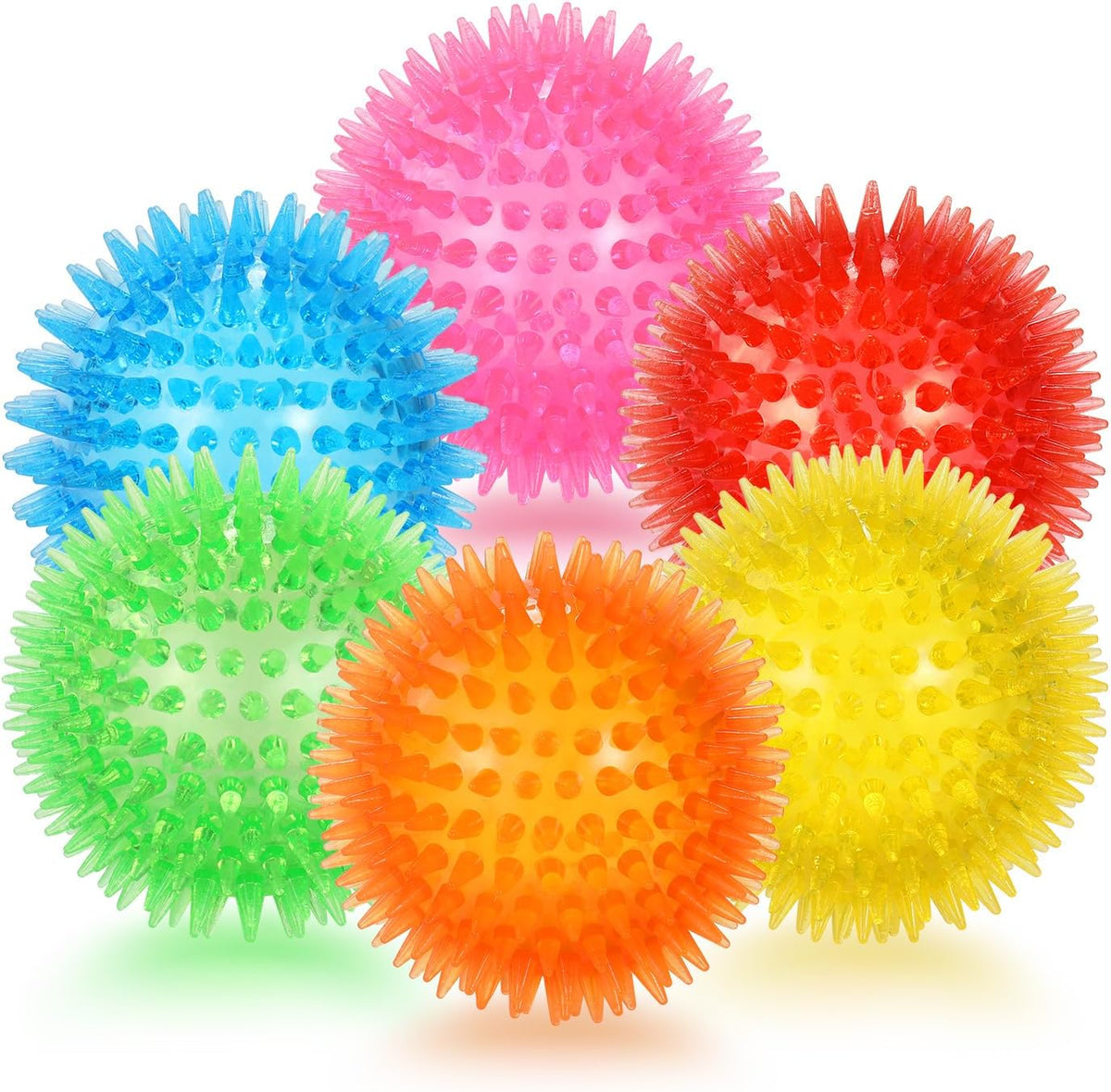 petizer 6 Pack 3.5” Squeaky Dog Toy Balls, Floating Pool Balls, Spiky Dog Balls, Durable