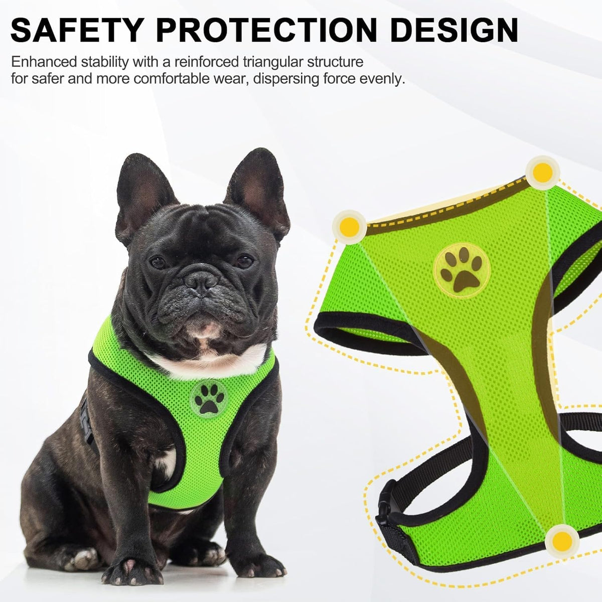 BINGPET No Pull Dog Harness,Soft Mesh Breathable All Weather Vest Harness,Safety Protection Design