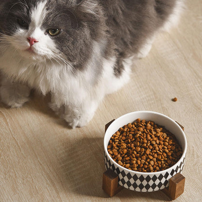 Petygooing Ceramic Dog Cat Bowl Set with Stand, Pet Food and Water Dishes,Small Dog Bowls Anti-Slip