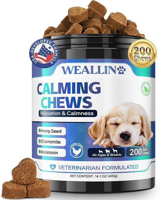 200 PCS Hemp Calming Chews for Dogs 200, Advanced Calming Treats for Dogs with Hemp Oil Melatonin