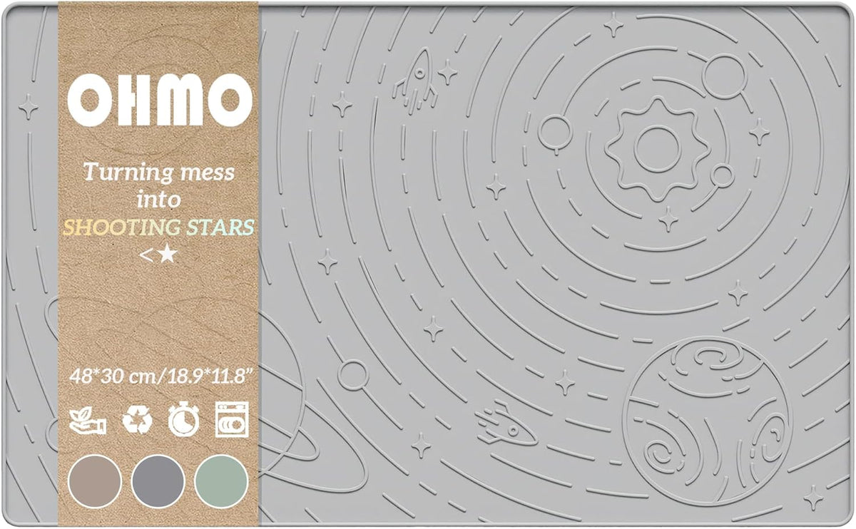 OHMO Dog Food Mat, Silicone Waterproof Cat Food Mat, Non-Skid Spill Proof Pet Feeding Mat for Food