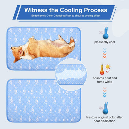 MH MYLUNE HOME Dog Cooling Mat 36x23 Inch - Arc-Chill Cool Fiber, Endothermic Color Changing Pet