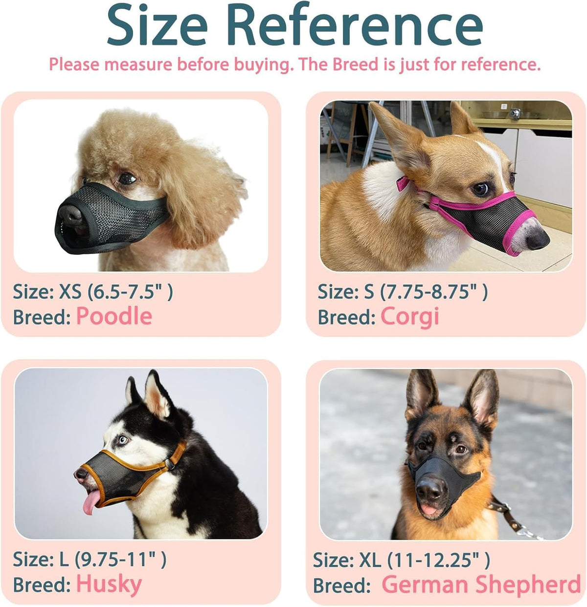 LUCKYPAW Dog Muzzle, Mesh Muzzle for Large Medium Small Dogs, Soft Mouth Guard for Biting Chewing