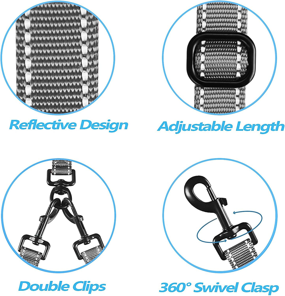 PetBonus Double Dog Leash, No Tangle Dual Leash, Reflective Walking Training Lead, 4 Comfortable