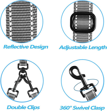 PetBonus Double Dog Leash, No Tangle Dual Leash, Reflective Walking Training Lead, 4 Comfortable