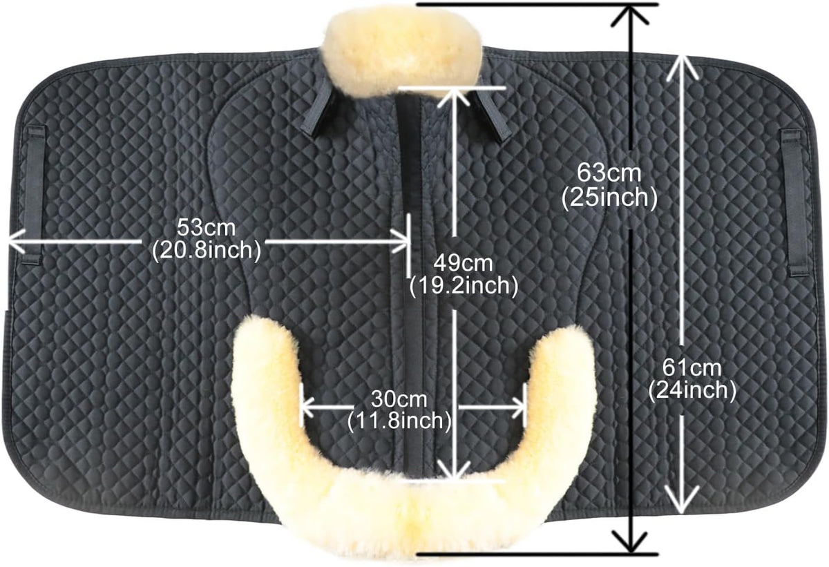 Woolous Dressage Saddle Pad, English Saddle Pad with Sheepskin Trim, Lambskin Wool Fleece Lining