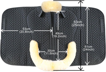 Woolous Dressage Saddle Pad, English Saddle Pad with Sheepskin Trim, Lambskin Wool Fleece Lining