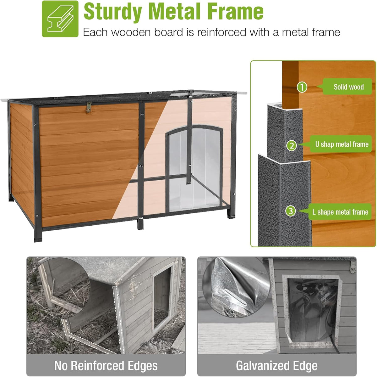 GUTINNEEN Heated Dog House Outdoor 59.1" Extra Large Dog Kennel with Metal Frame Insulated Dog