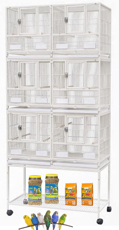 Single/Double/Triple Stackable Center Divided Breeder Breeding Bird Flight Double Rolling Cage for