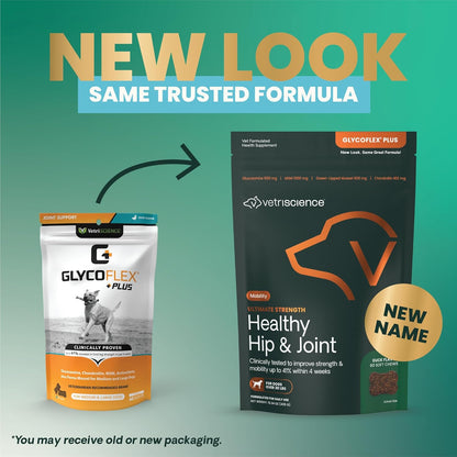 VetriScience Ultimate Strength Healthy Hip & Joint Chews, GlycoFlex Glucosamine, Chondroitin and