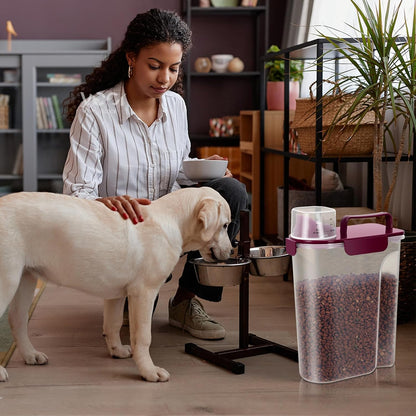 5Lbs/6Qt Airtight Pet Storage Container Translucent Body, Upgraded Large Nozzle With Handle Design