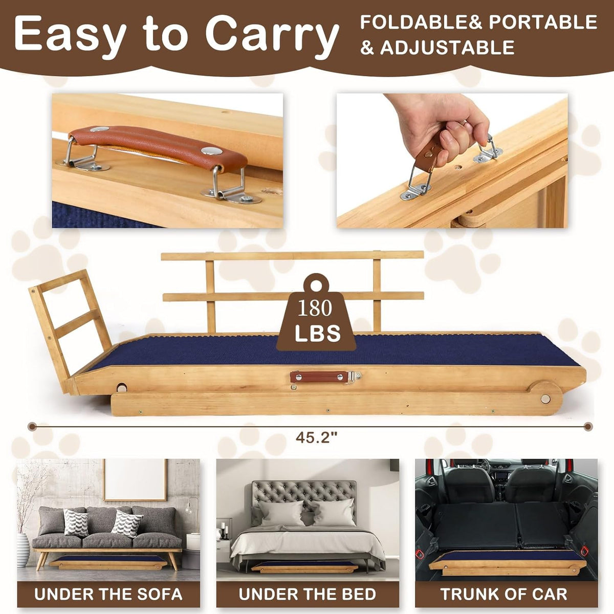 Dog Ramp for Beds, Cars, Couches, Dog Steps Anti-Slip Surface, Dogs Ramps for Old Small Pet,High