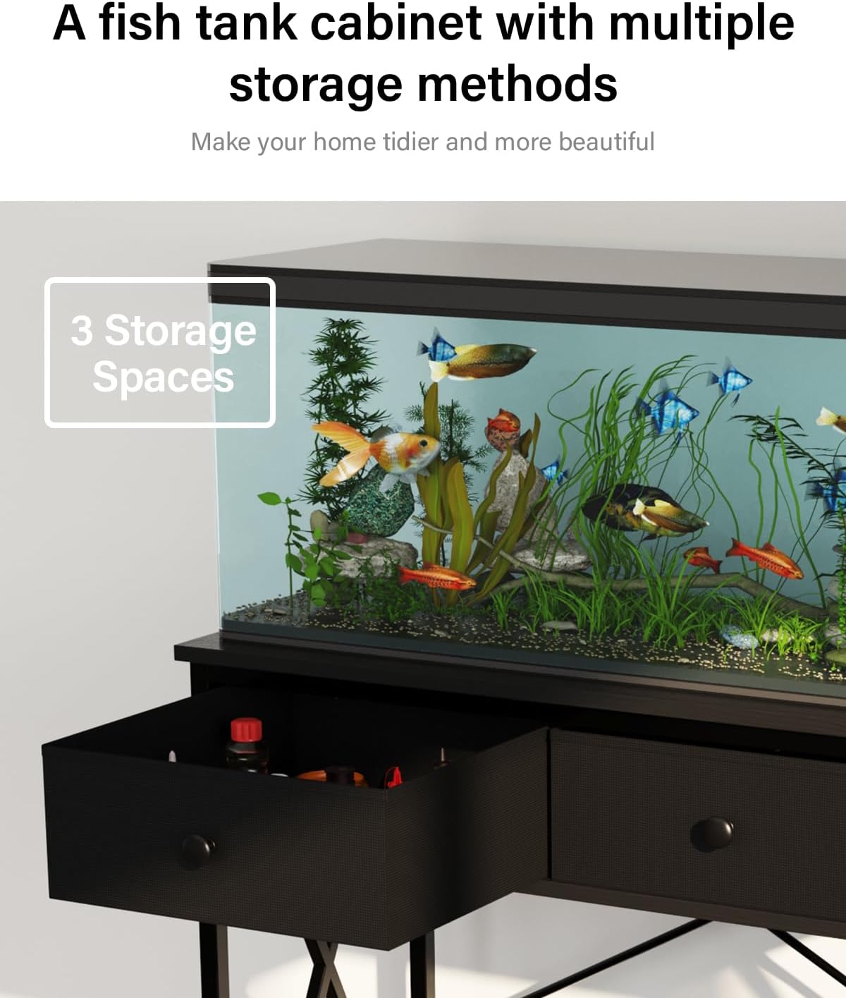 Fish Tank Stand 29 Gallon: Sturdy Aquarium Stand with Accessories Storage - Metal Fish Tank Table