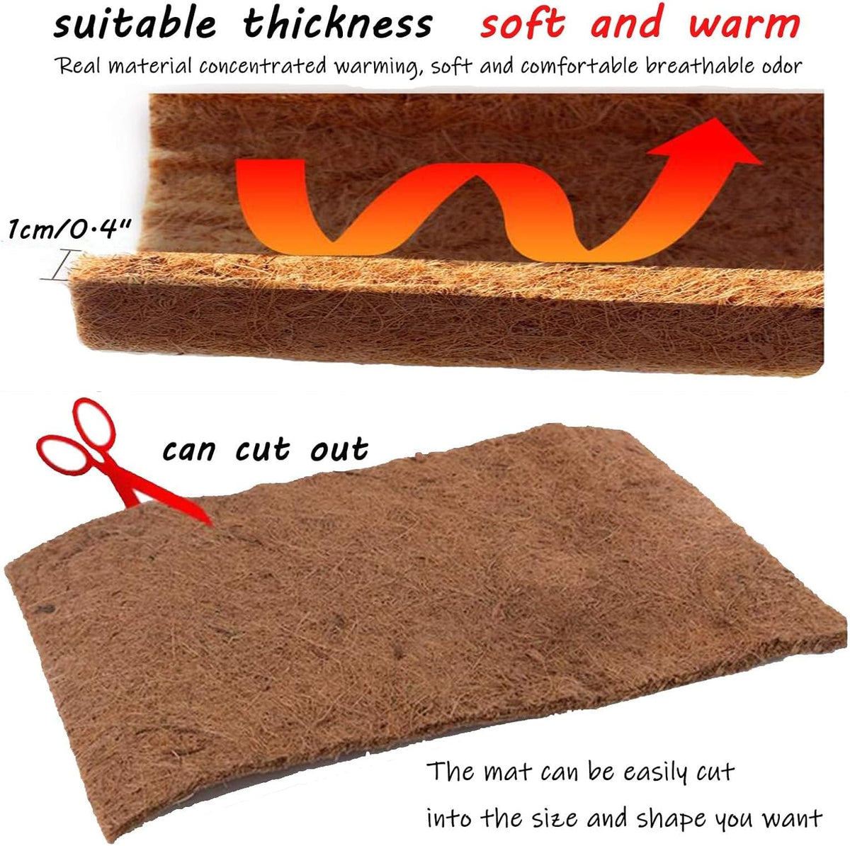 Hamiledyi Reptile Carpet Natural Coconut Fiber Tortoise Carpet Mat for Pet Terrarium Liner Reptile