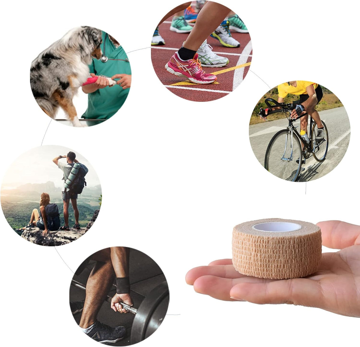 9 Pack 1" x 5 Yards Self Adhesive Bandage Wrap Self Stick Wrap for Ankle, Wrist, Finger, Sports