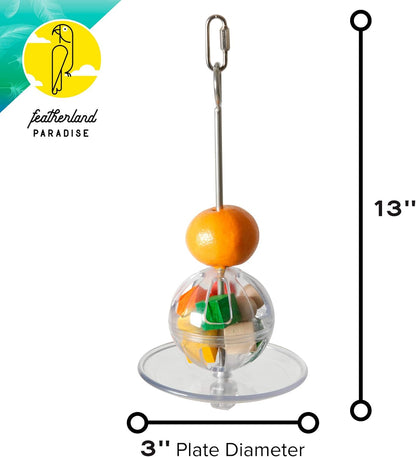 Featherland Paradise - Hanging Buffet Ball - Interactive Bird Toy and Treat Dispenser - Creative