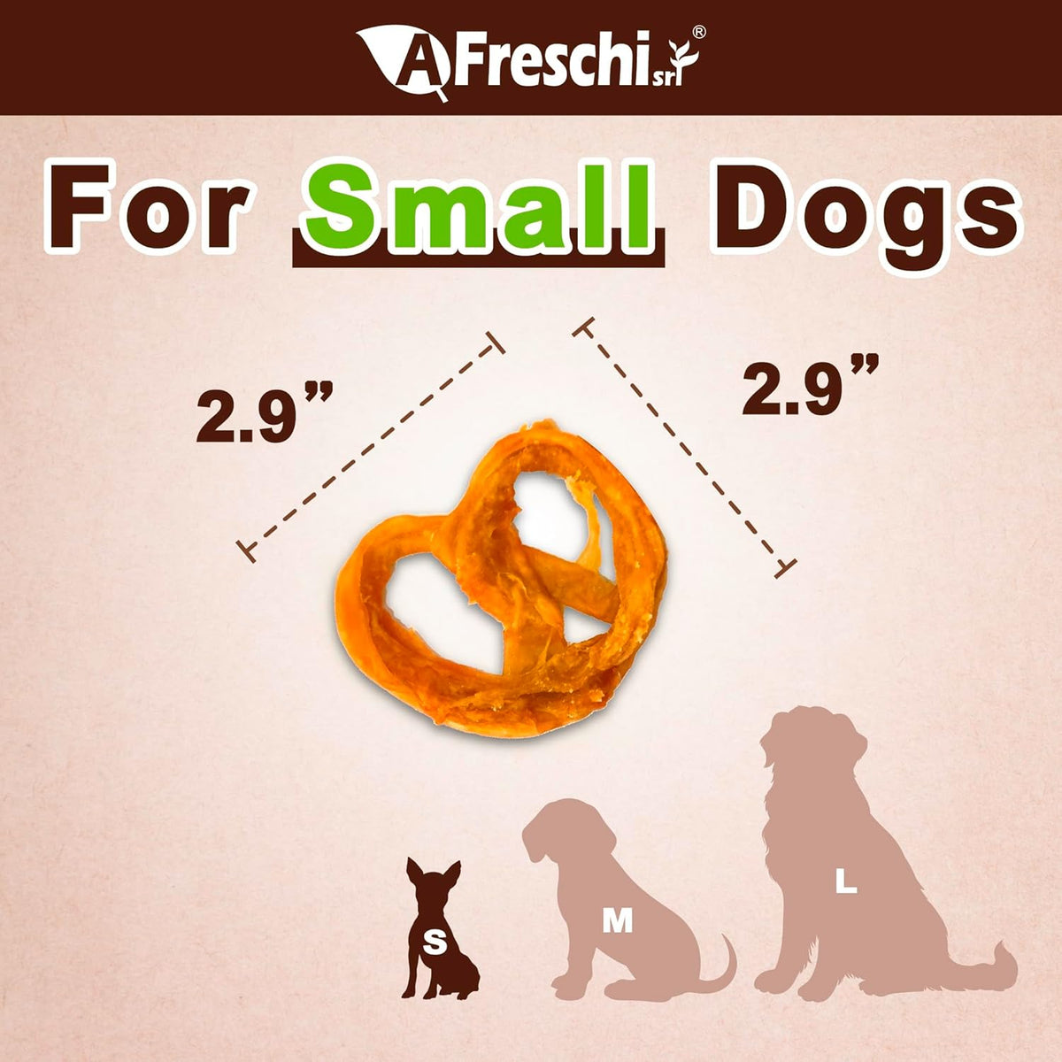 Afreschi Turkey Tendon Pretzel (S) 6 Pieces per Pack, USA-Sourced Turkey Tendon, All Natural Human
