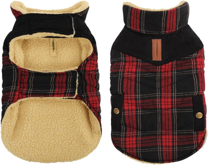 Queenmore Dog Winter Coat Warm Dog Jacket for Cold Weather, Quilting Puffer Plaid Coats for