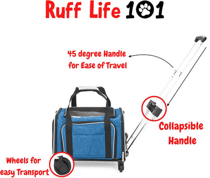 Airline Approved Expandable Premium Pet Carrier on Wheels- Two Sided Expandable Rolling Carrier
