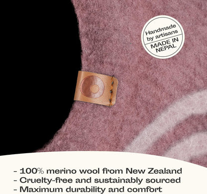 MEOWFIA Cat Cave – Premium Felt Cat Bed for Indoor Cats, Handmade 100% Merino Wool (Gold Rose