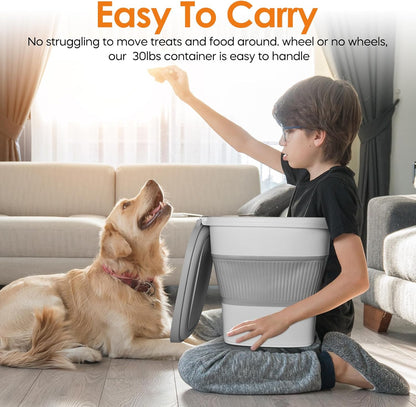 28-30Lbs Dog Food Storage Container, Collapsible Dog Food Container with Lid,Multifunctional Pet