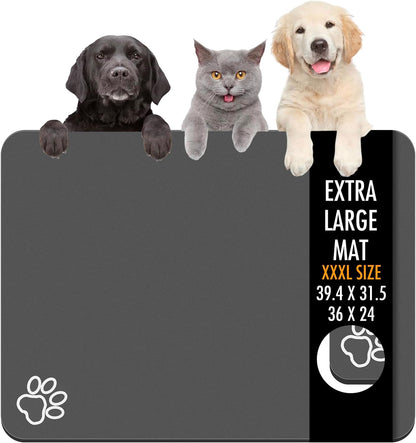 Dog Food Mat, 39.4"x31.5" Largest Absorbent Dog Mat for Food and Water, Non Skid Cat Bowl Mat, No
