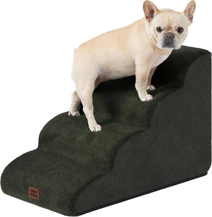 EHEYCIGA Curved Dog Stairs Ramp for High Beds 19.7" H, 4-Step Dog Steps for Small Dogs and Cats