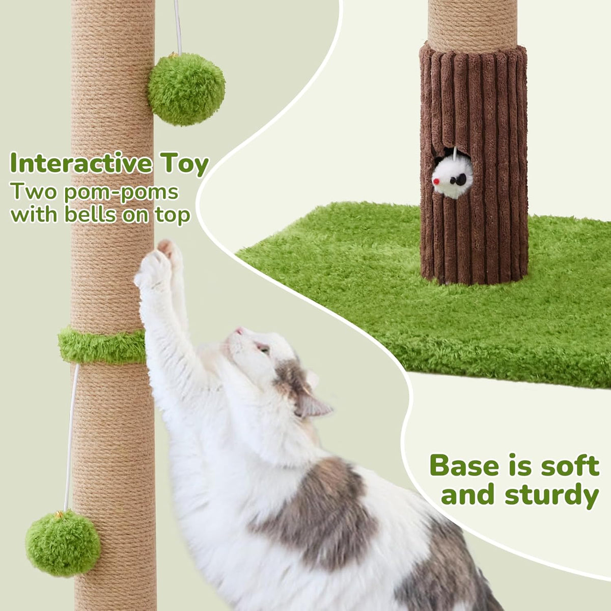 33" Tall Cat Scratching Post for Indoor Cats, Premium Sisal Scratch Posts with Cat Toys and Fun
