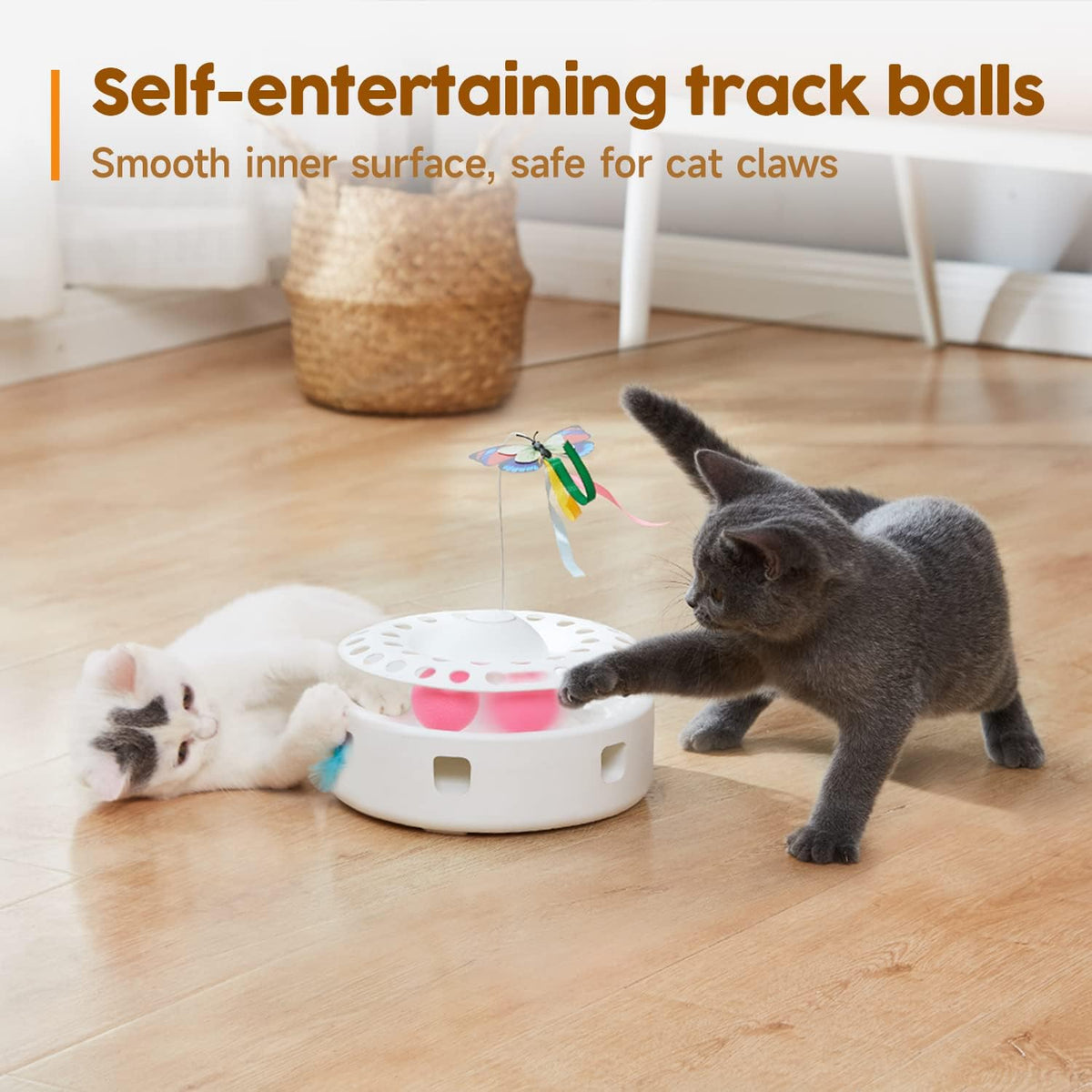 Potaroma Cat Toys 3in1 Automatic Interactive Kitten Toy, Fluttering Butterfly, Moving Feather