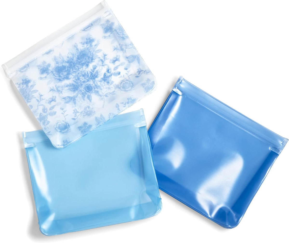 Fit & Fresh Reusable PEVA Storage Bags 3 Pack, Reusable Food Storage Bags, LeakProof, Durable